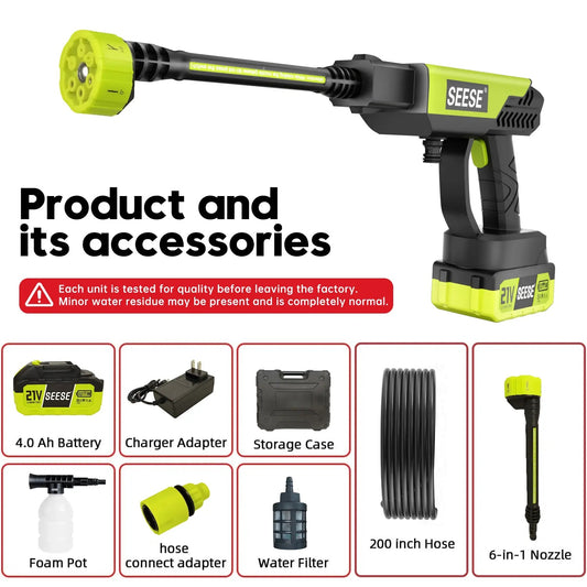 Cordless Portable Pressure Washer with Single Port Charger Base, Handheld Bottle Power Washer for Car Washing, Home Cleaning & Garden Watering