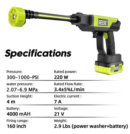 Cordless Portable Pressure Washer with Single Port Charger Base, Handheld Bottle Power Washer for Car Washing, Home Cleaning & Garden Watering