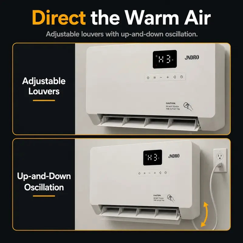 Smart Wall Mounted Panel Heater, 1500W Fast Heating Indoor Electric Space Heater with Oscillation, 24H Timer & Overheat Protection, Adjustable Heating for Bedroom, Bathroom & Office
