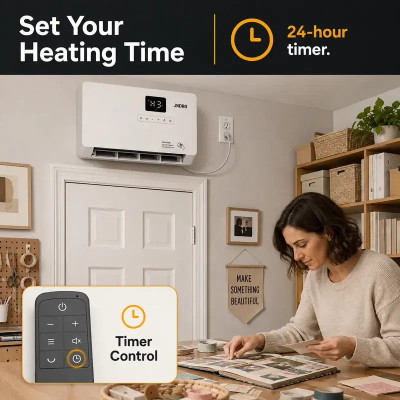 Smart Wall Mounted Panel Heater, 1500W Fast Heating Indoor Electric Space Heater with Oscillation, 24H Timer & Overheat Protection, Adjustable Heating for Bedroom, Bathroom & Office