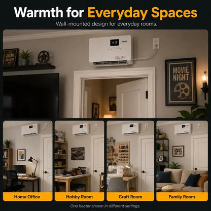 Smart Wall Mounted Panel Heater, 1500W Fast Heating Indoor Electric Space Heater with Oscillation, 24H Timer & Overheat Protection, Adjustable Heating for Bedroom, Bathroom & Office