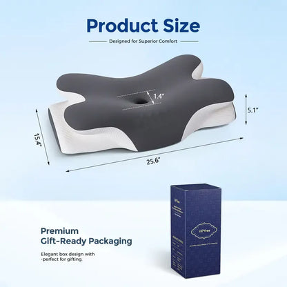 Adjustable Ergonomic Cooling Memory Neck Pillow, Cervical Support Memory Foam Pillow for Travel