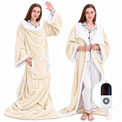 Multifunctional Wearable Heated Blanket with Sleeves, Foot Pocket, 6 Heat Settings, 1-12H Auto Shut-off, Portable 52x72in Couch Blanket, Cool Gift for GF & Adulting Women, Multifunctional Blanket
