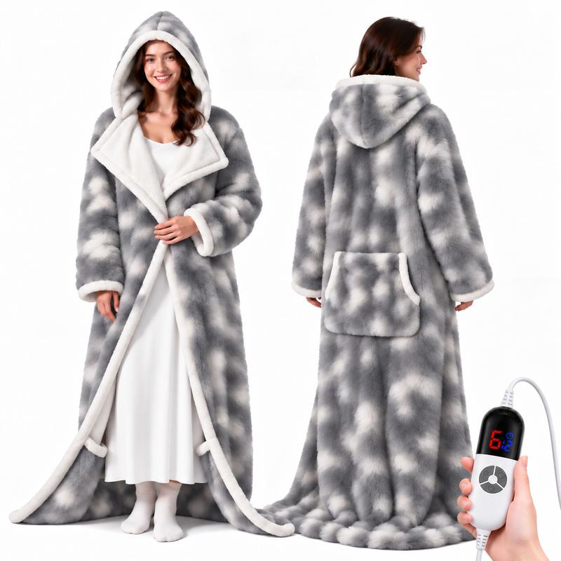Multifunctional Wearable Heated Blanket with Sleeves, Foot Pocket, 6 Heat Settings, 1-12H Auto Shut-off, Portable 52x72in Couch Blanket, Cool Gift for GF & Adulting Women, Multifunctional Blanket