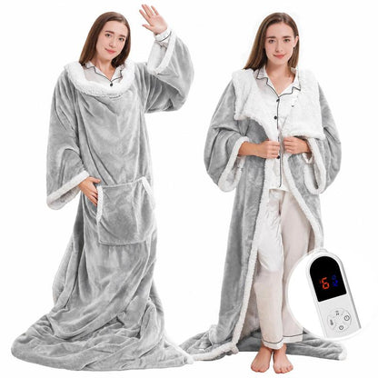 Multifunctional Wearable Heated Blanket with Sleeves, Foot Pocket, 6 Heat Settings, 1-12H Auto Shut-off, Portable 52x72in Couch Blanket, Cool Gift for GF & Adulting Women, Multifunctional Blanket